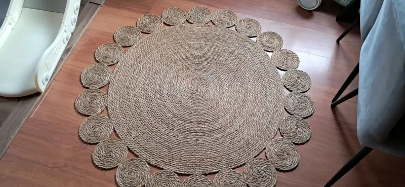 Alfombra redonda de yute natural decorativa - 1
