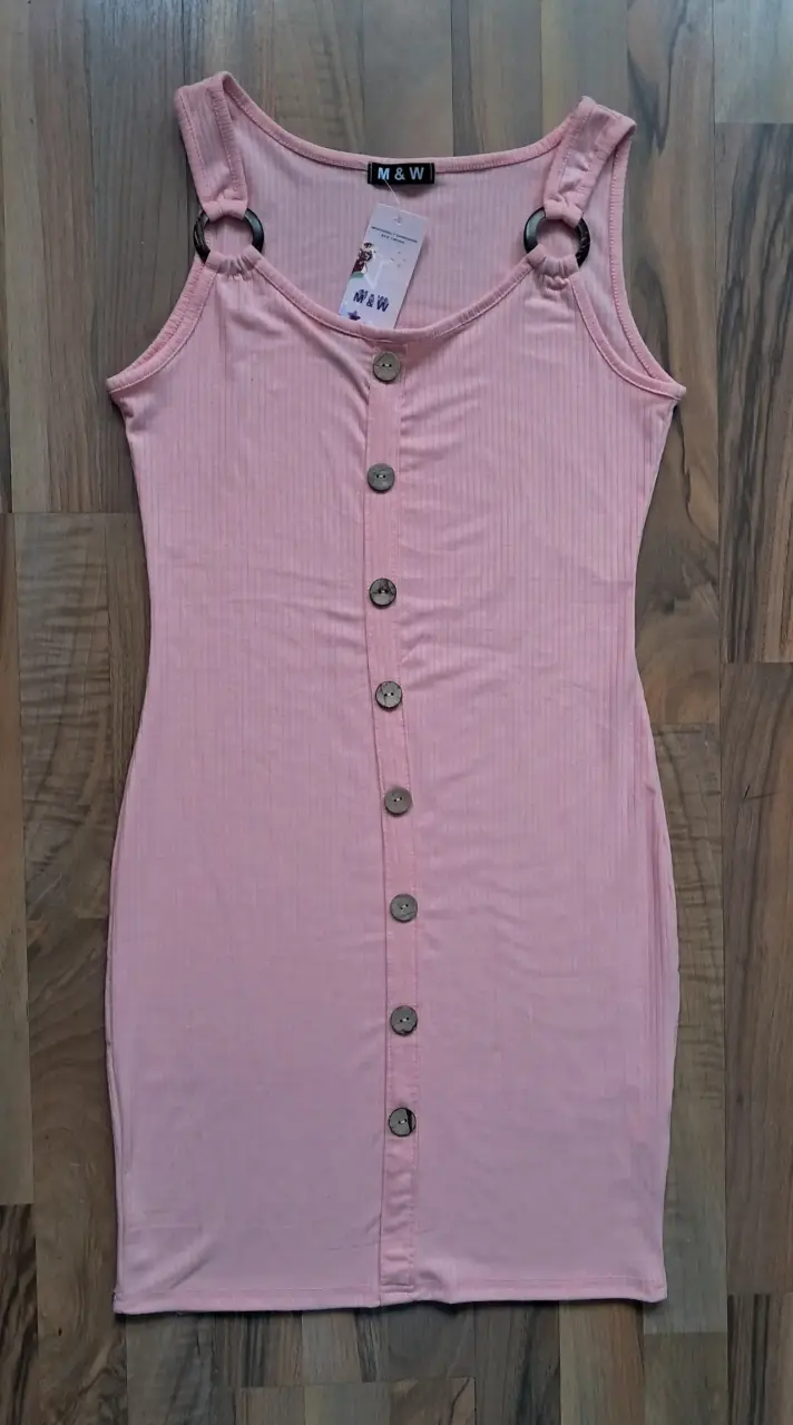 Vestido rosa sin mangas con botones M&W