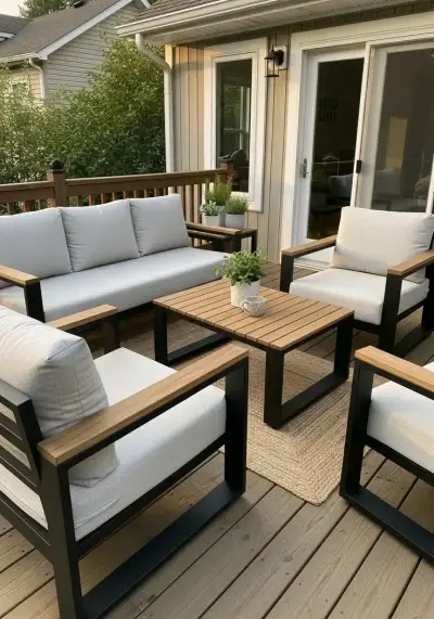 Juego de muebles de terraza moderno con cojines - miniatura 1