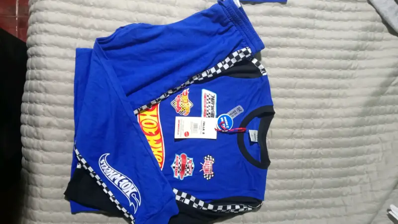 Pijama infantil Hot Wheels azul talla 8 - 2