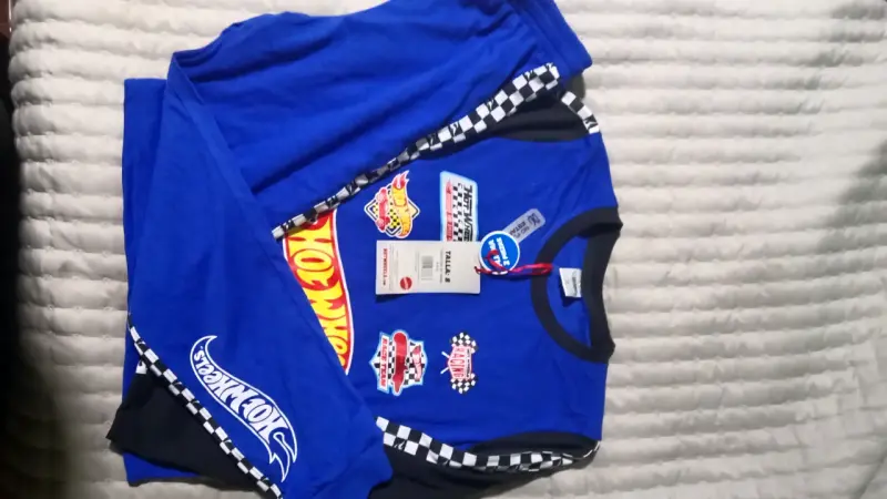 Pijama infantil Hot Wheels azul talla 8 - 3