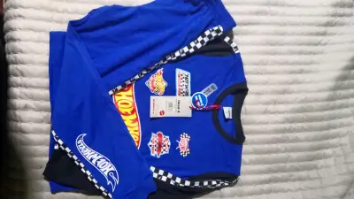 Pijama infantil Hot Wheels azul talla 8 - miniatura 3