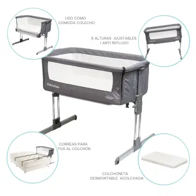 Cuna colecho Side by Side Bebesit gris - miniatura 2