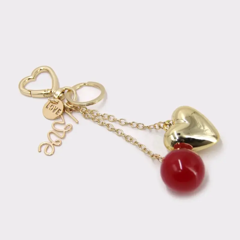 Llavero Dorado con Corazón y Esfera Roja - 1