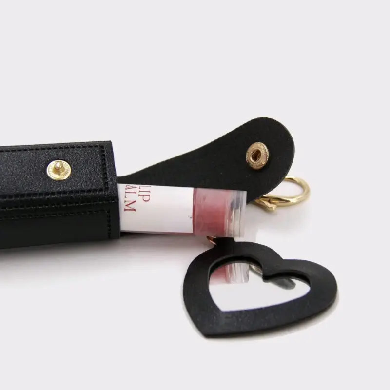 Llavero Porta Bálsamo Labial Negro con Espejo - 1