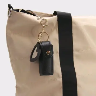 Llavero Porta Bálsamo Labial Negro con Espejo - miniatura 2