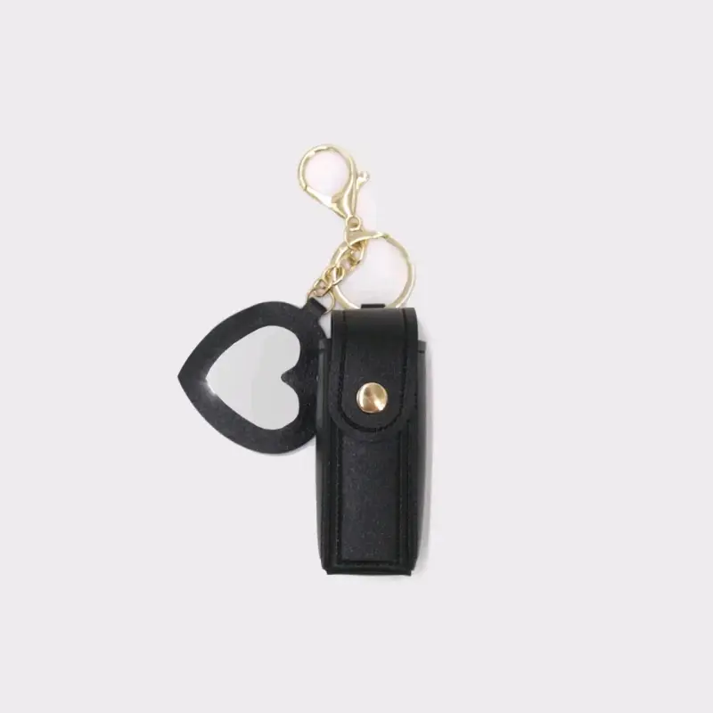 Llavero Porta Bálsamo Labial Negro con Espejo - 3