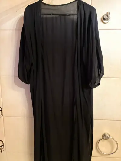 Kimono negro largo para mujer TU - miniatura 1