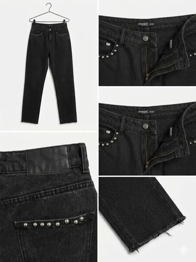 Jeans negros con perlas para mujer