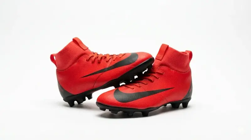 Botines de fútbol Nike rojos con logo negro - 1
