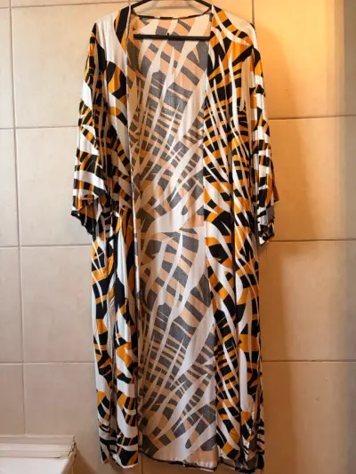 Kimono largo con estampado geométrico multicolor - miniatura 1