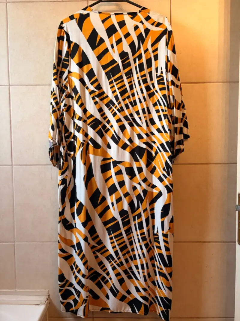 Kimono largo con estampado geométrico multicolor - 2