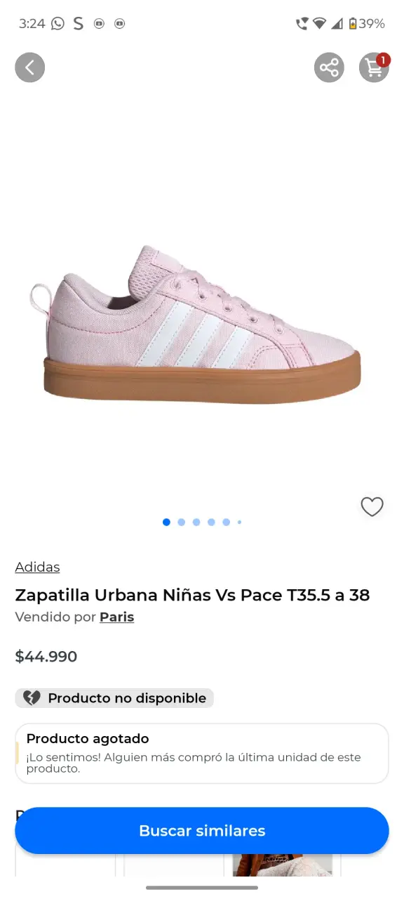Zapatillas urbanas rosas para niñas Adidas - 1