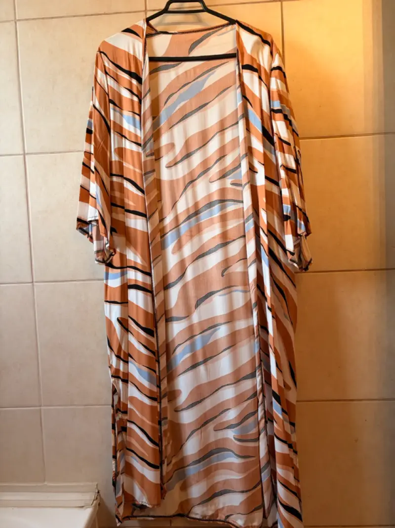 Kimono largo con estampado animal print - 1