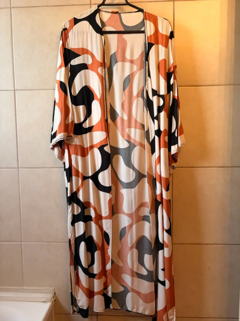 Kimono largo estampado abstracto multicolor - 1