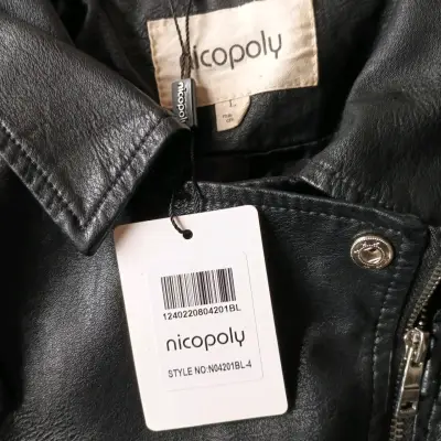 Chaqueta de cuero sintético negra Nicopoly - miniatura 2