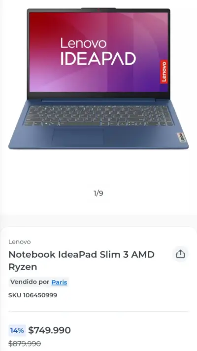 Notebook Lenovo IdeaPad Slim 3 AMD Ryzen - miniatura 3