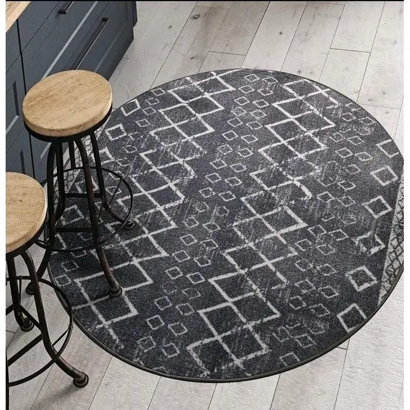 Alfombra redonda gris con goma 160cmx160cm - 1