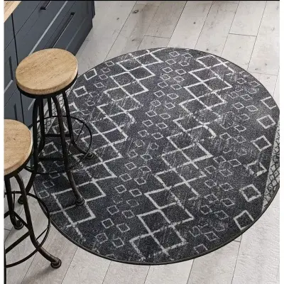Alfombra redonda gris con goma 160cmx160cm - miniatura 1