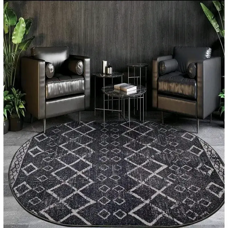 Alfombra redonda gris con goma 160cmx160cm - 2