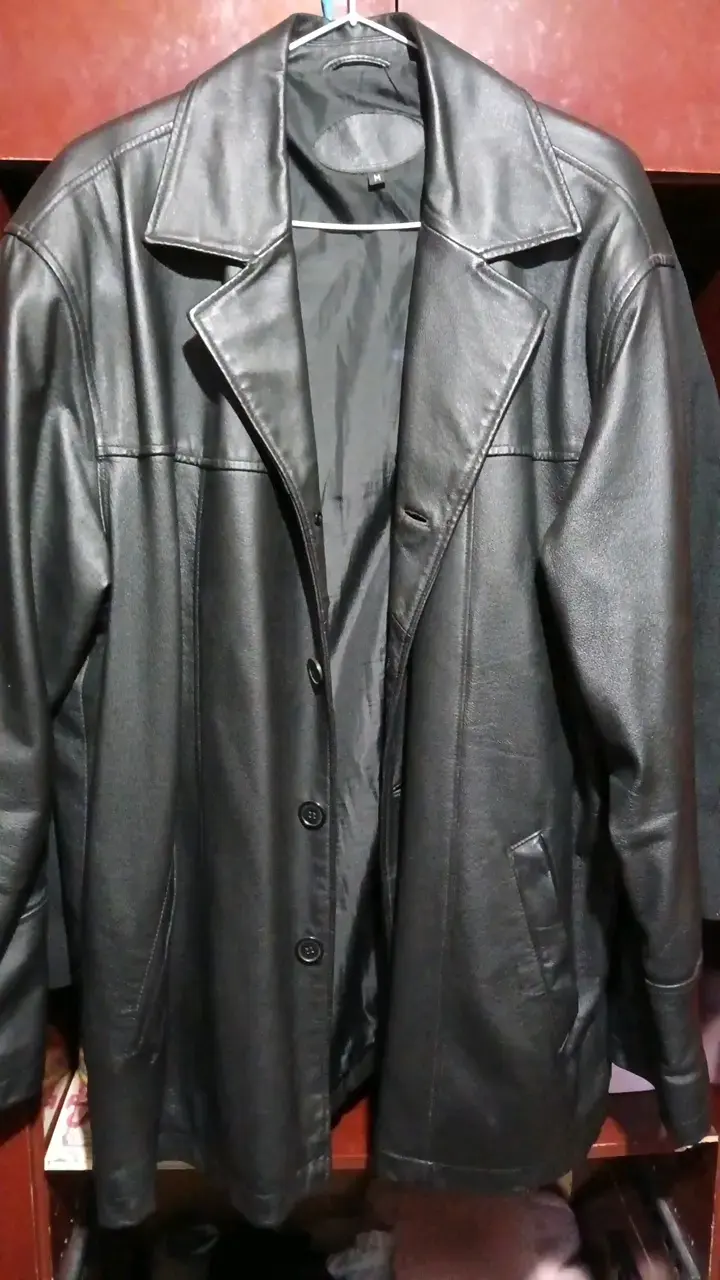 Chaqueta de cuero negra FCC para hombre - 1