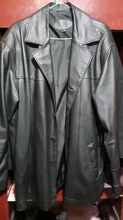 Chaqueta de cuero negra FCC para hombre - miniatura 1