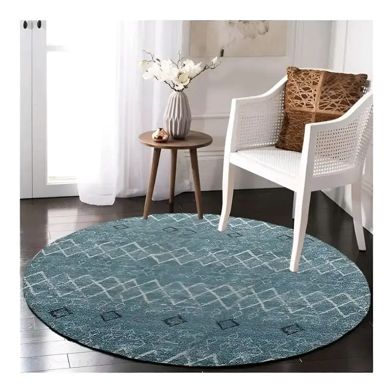 Alfombra redonda azul con goma 160cmx160cm - 1