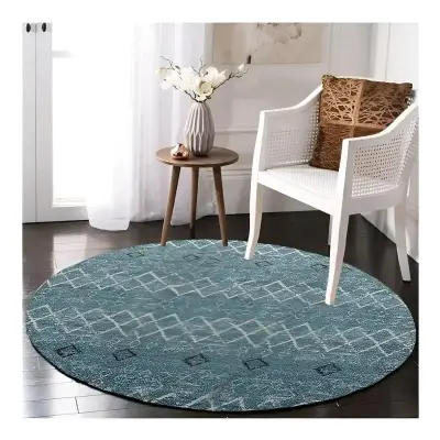 Alfombra redonda azul con goma 160cmx160cm - miniatura 1
