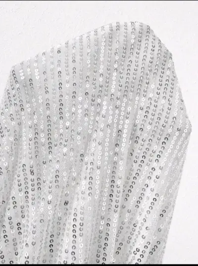 Vestido corto de lentejuelas plateado - miniatura 3