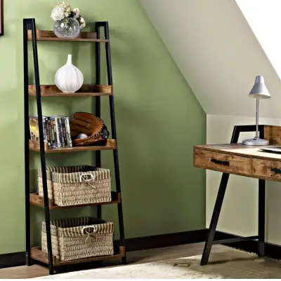 Estantería escalera de madera y metal moderna - miniatura 1