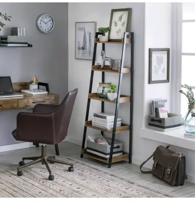 Estantería escalera de madera y metal moderna - miniatura 2