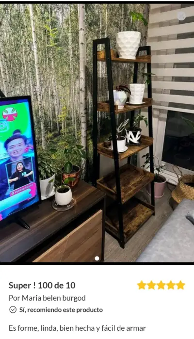 Estantería escalera de madera y metal moderna - miniatura 3