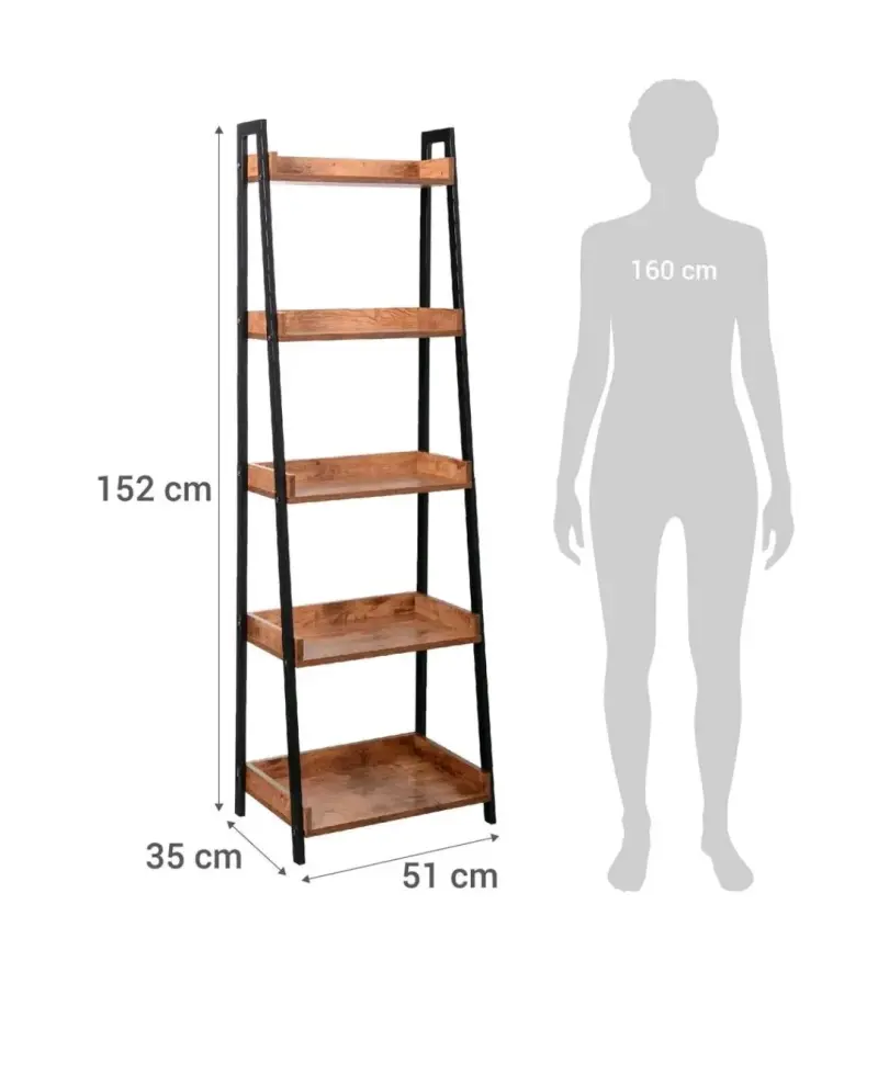 Estantería escalera de madera y metal moderna - 4