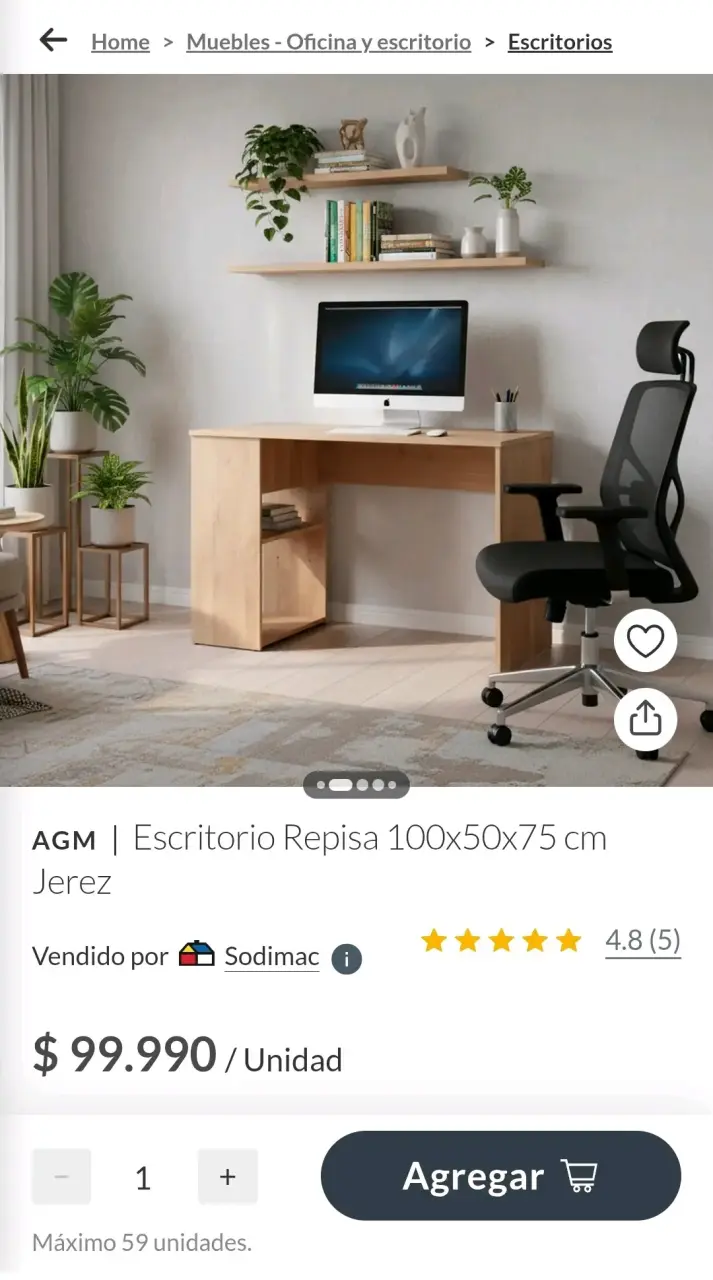 Escritorio de madera con repisa AGM - 2
