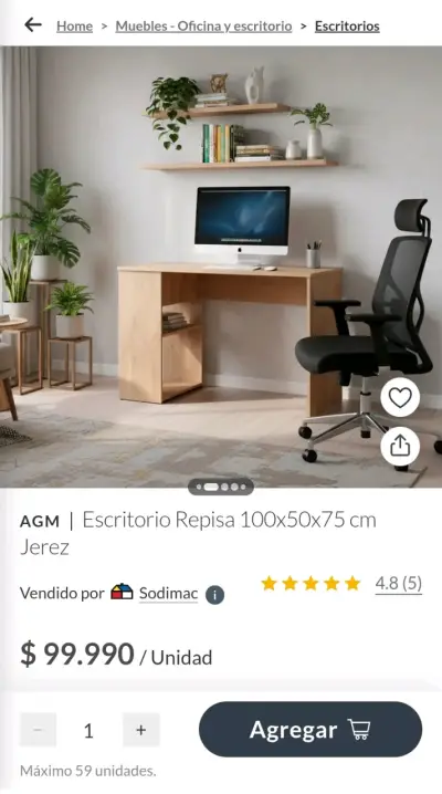 Escritorio de madera con repisa AGM - miniatura 2