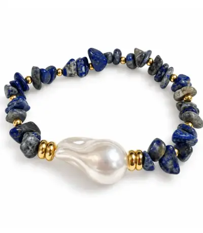Pulsera de piedras naturales con perla barroca - miniatura 1