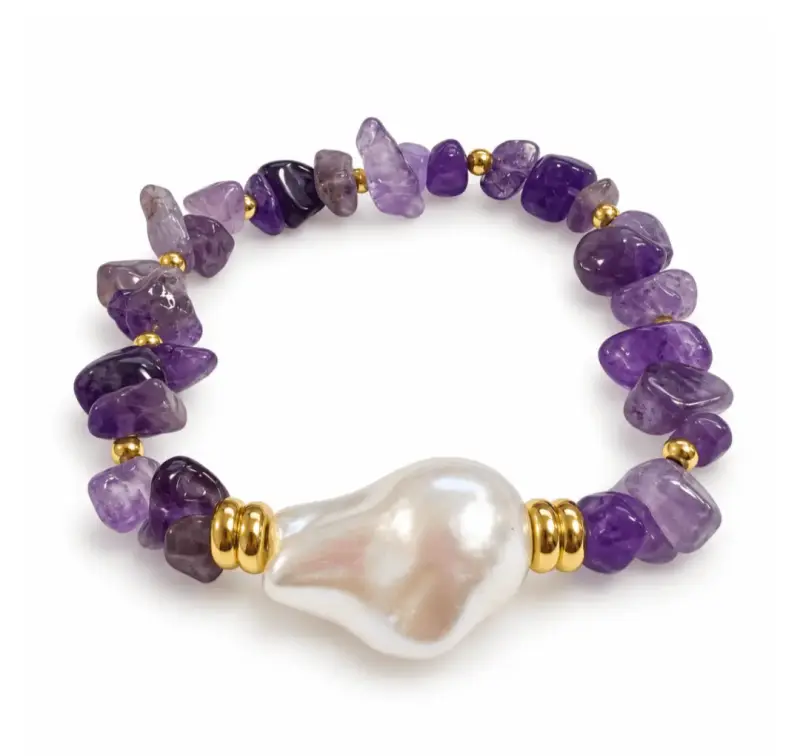 Pulsera de piedras naturales con perla barroca - 2