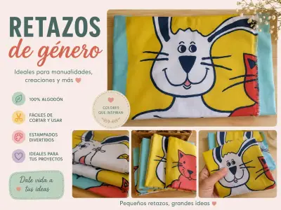 Retazos de tela de algodón estampados divertidos - miniatura 1