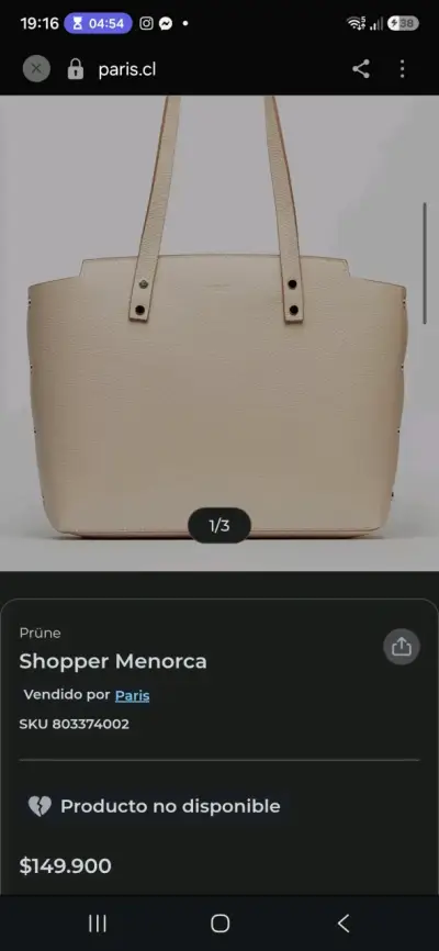 Bolso de Cuero Beige Prüne Shopper Menorca - miniatura 4