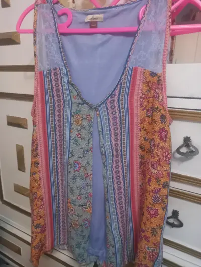 Blusa sin mangas estampada multicolor talla S - miniatura 1