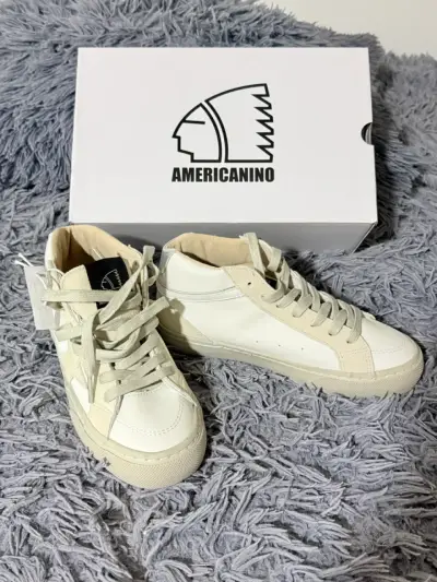 Zapatillas blancas de cuero Americanino estilo BatiHigh - miniatura 2