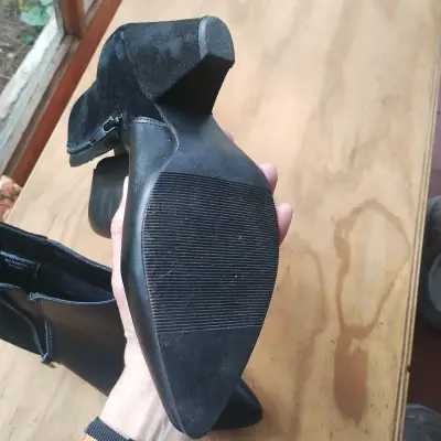 Botines de cuero negro con tacón para mujer - miniatura 5