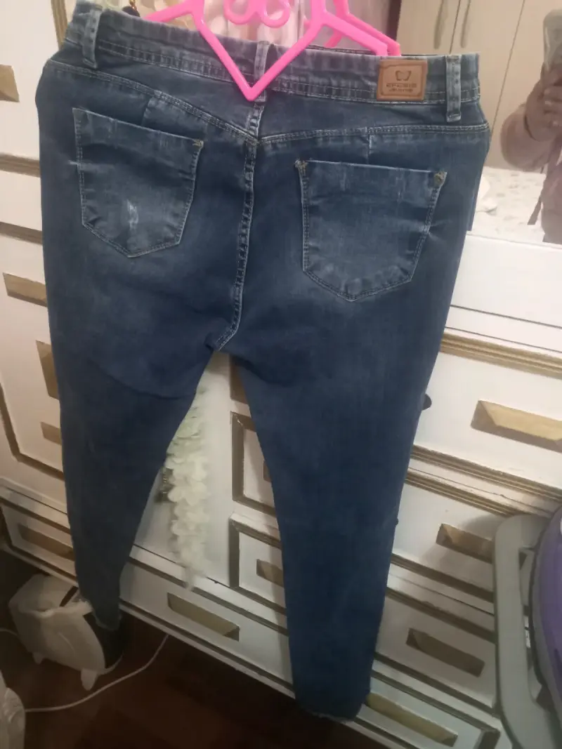 Jeans ajustados con perlas para mujer - 3