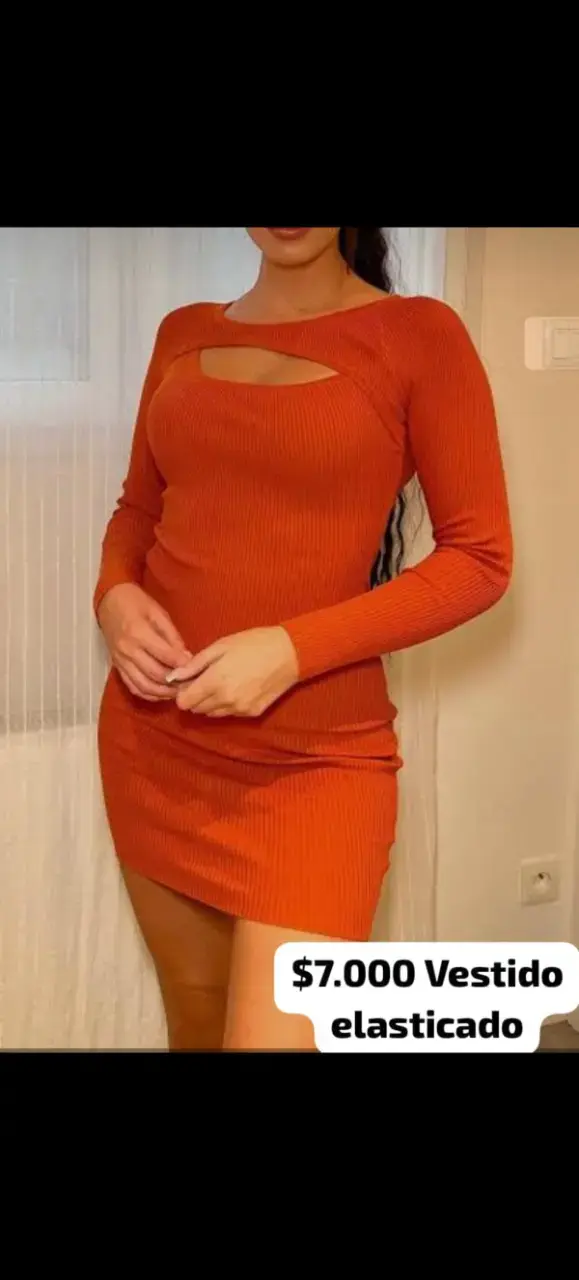 Vestido corto elástico naranja