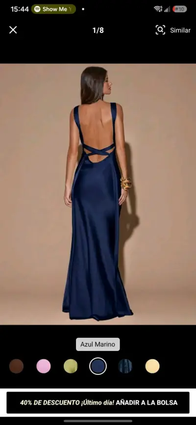 Vestido largo azul marino elegante - miniatura 2