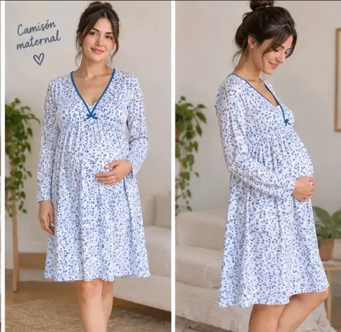 Camisa Maternal y lactancia Floral Azul - 1