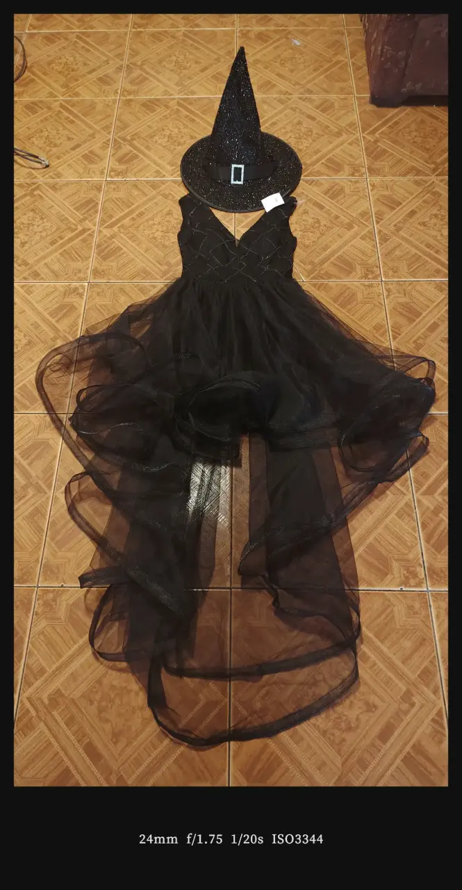 Disfraz de bruja negro con sombrero - 2