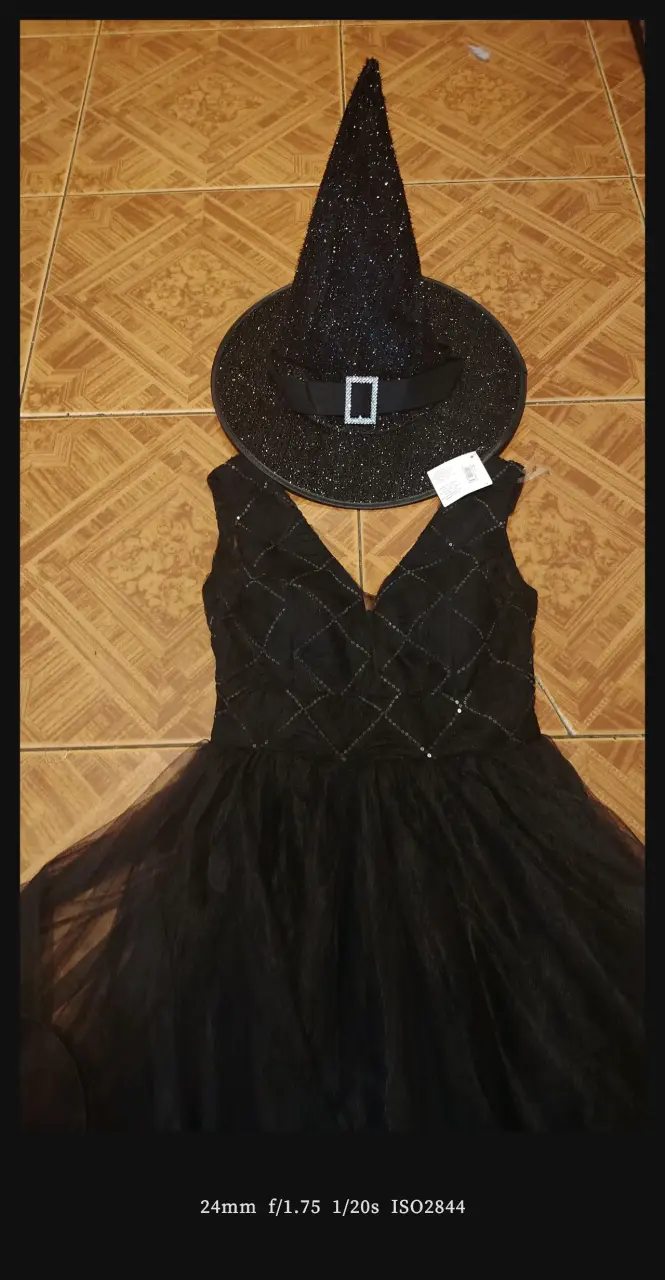 Disfraz de bruja negro con sombrero - 3
