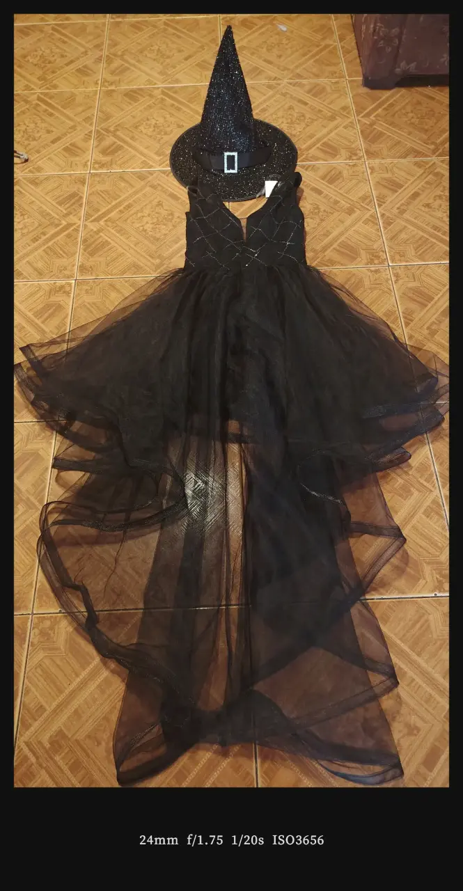 Disfraz de bruja negro con sombrero - 4