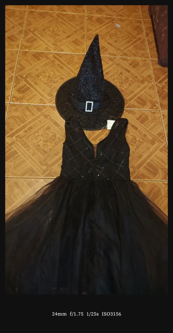 Disfraz de bruja negro con sombrero - 5